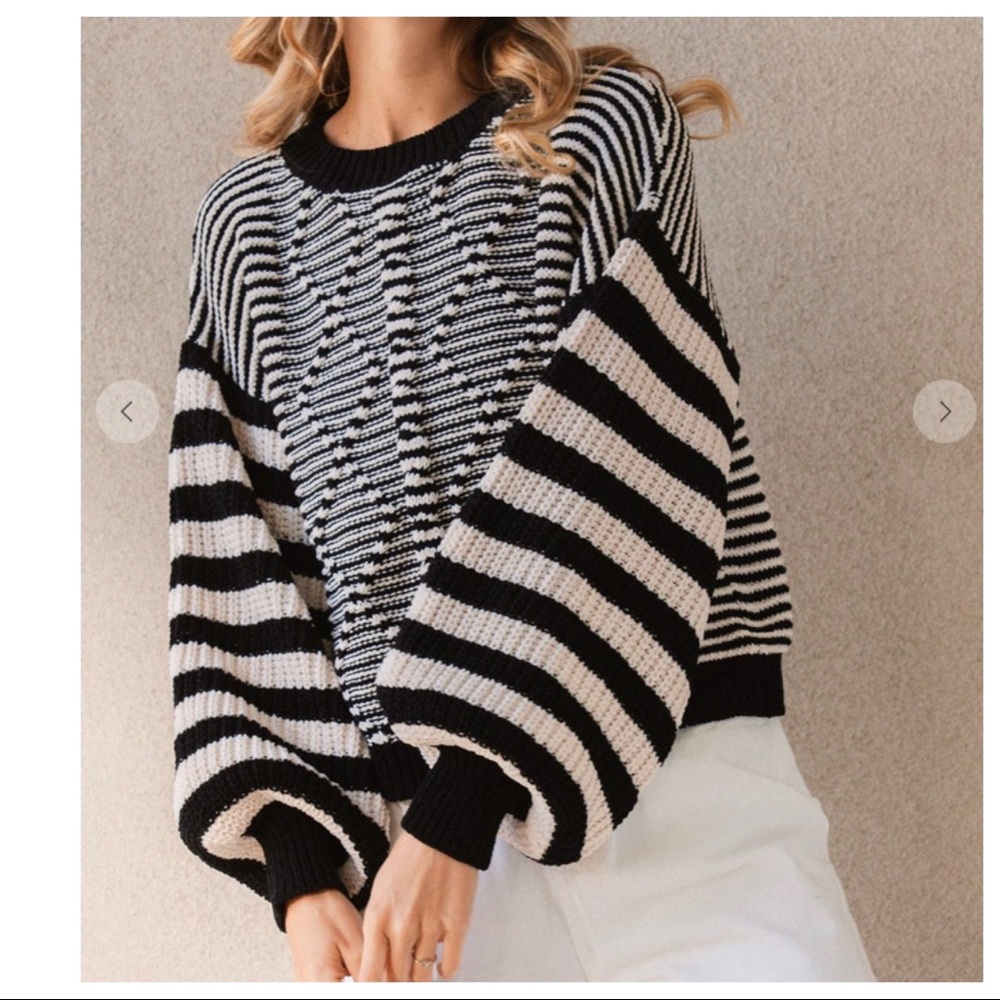 #01 LAST ONE Fall Perfect Boho Stripe Cable Sweater - Picture 3 of 5